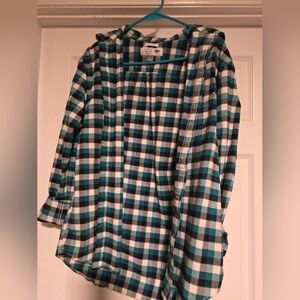 Old Navy Teal and Black Oxford Button Up Shirt